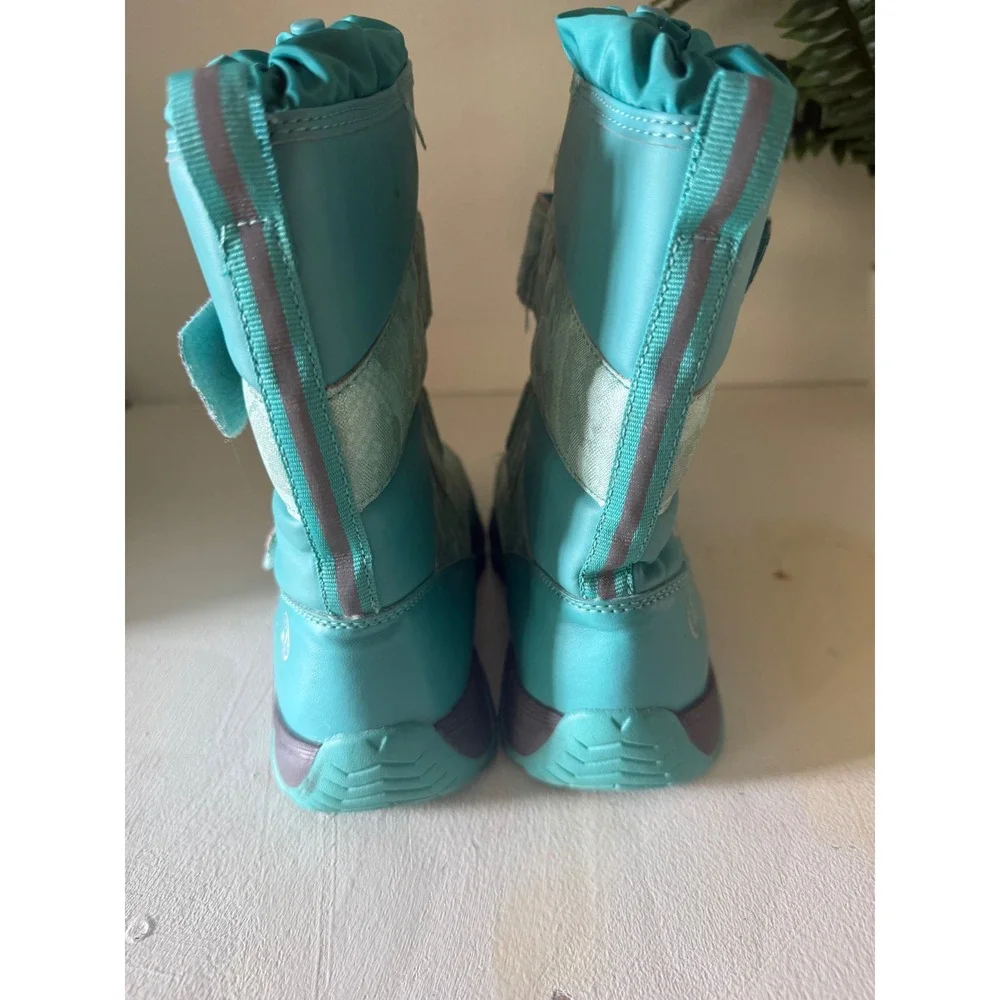 Lands End Snow Flurry Kids Winter Boots Teal Camo‎ Water Resistant Size 3 525909